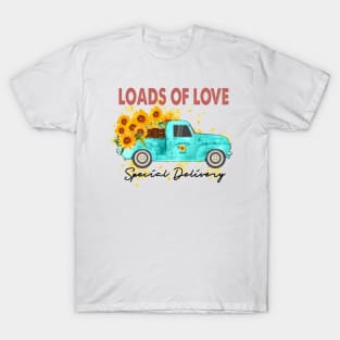 Charming Sunflower Farm Truck Special Delivery Loads of Love T-Shirt